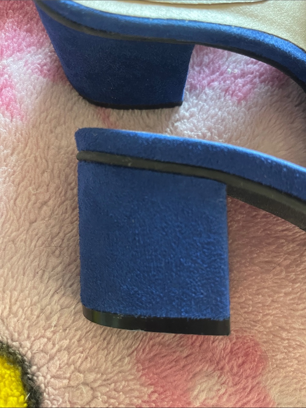 Avon Blue Ruffle Block Heel Mules - Picture 3 of 6